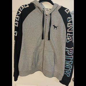 PINK Silver Hoodie w/ Iridescent Sequins XL